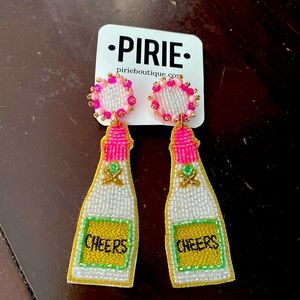 Champagne Cheers earrings, NWT